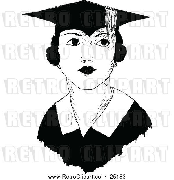 Vector Clip Art of Retro Female Graduate