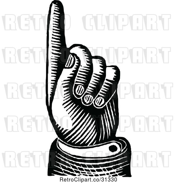 Vector Clip Art of Retro Finger Pointing up
