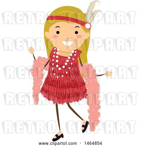 Vector Clip Art of Retro Flapper Girl in a Red Dress
