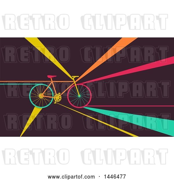 Vector Clip Art of Retro Flat Styled Bicycle with Colorful Rays