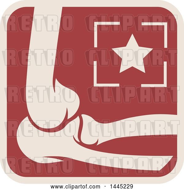 Vector Clip Art of Retro Flat Styled Tan and Red Elbow Joint and Star Medical Design