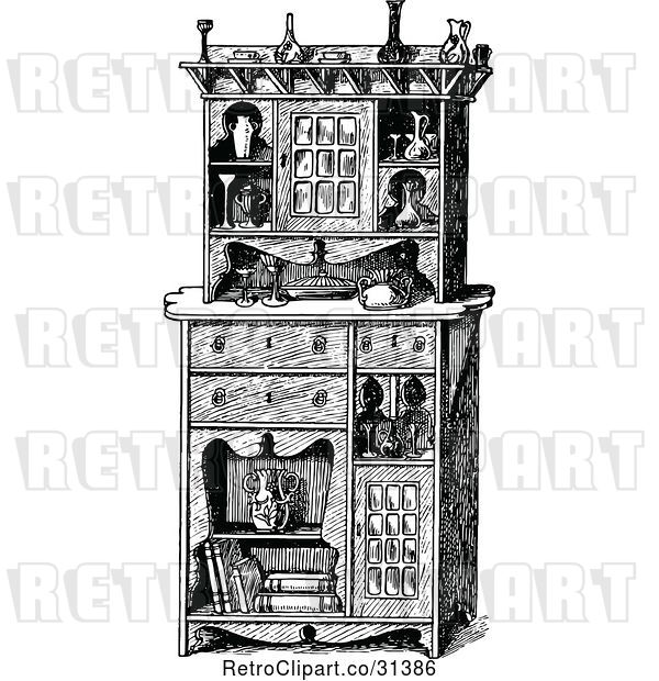 Vector Clip Art of Retro Flemish Cabinet