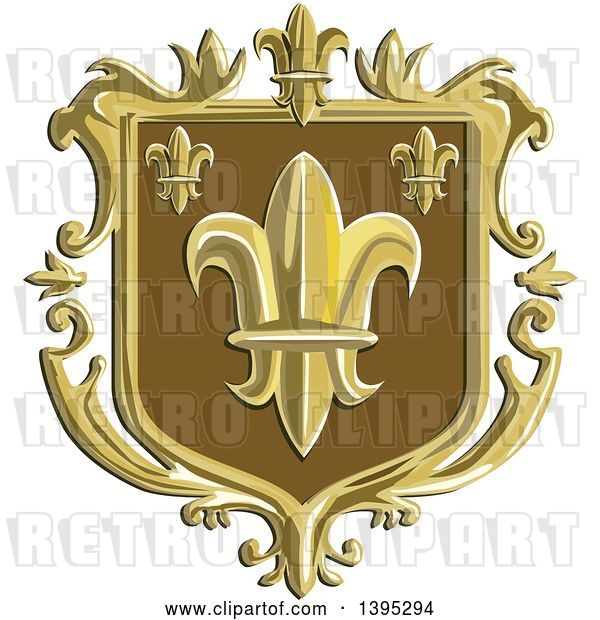 Vector Clip Art of Retro Fleur De Lis Coat of Arms Shield