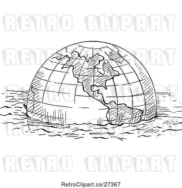 Vector Clip Art of Retro Floating Globe