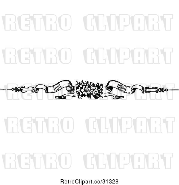 Vector Clip Art of Retro Floral and Banner Page Divider