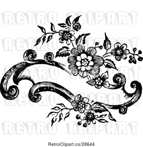 Vector Clip Art of Retro Floral Banner Design