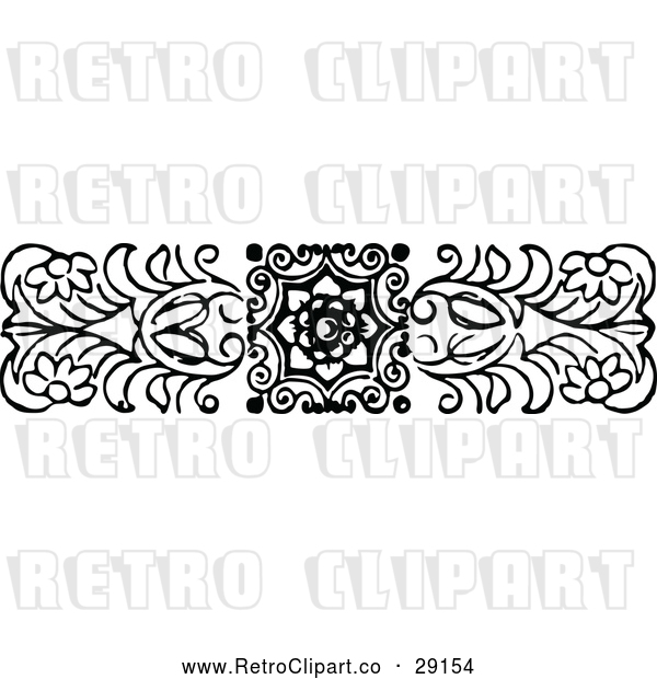 Vector Clip Art of Retro Floral Border