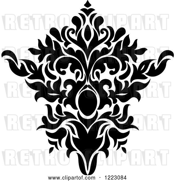 Vector Clip Art of Retro Floral Damask Design 15