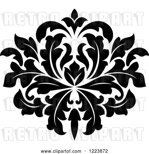 Vector Clip Art of Retro Floral Damask Design 23