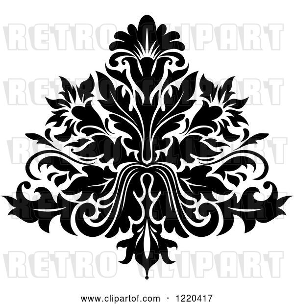 Vector Clip Art of Retro Floral Damask Design 5