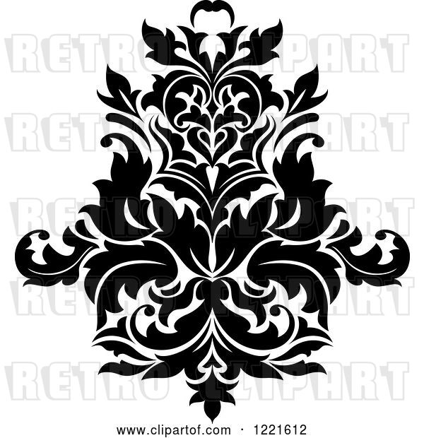 Vector Clip Art of Retro Floral Damask Design 7