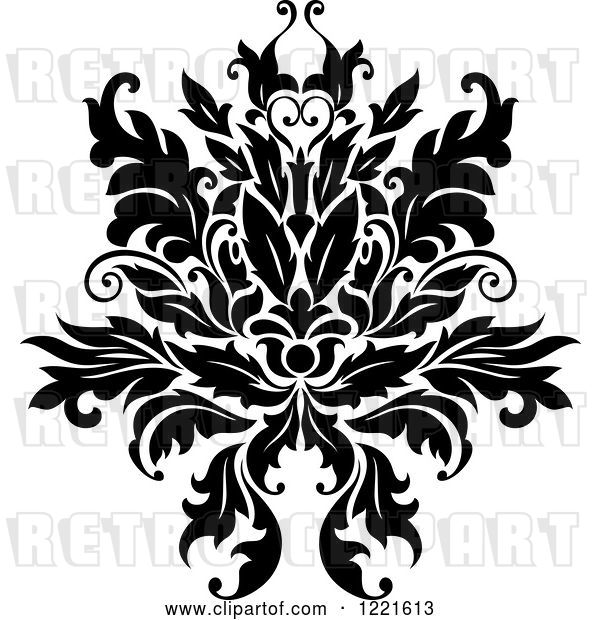 Vector Clip Art of Retro Floral Damask Design 8