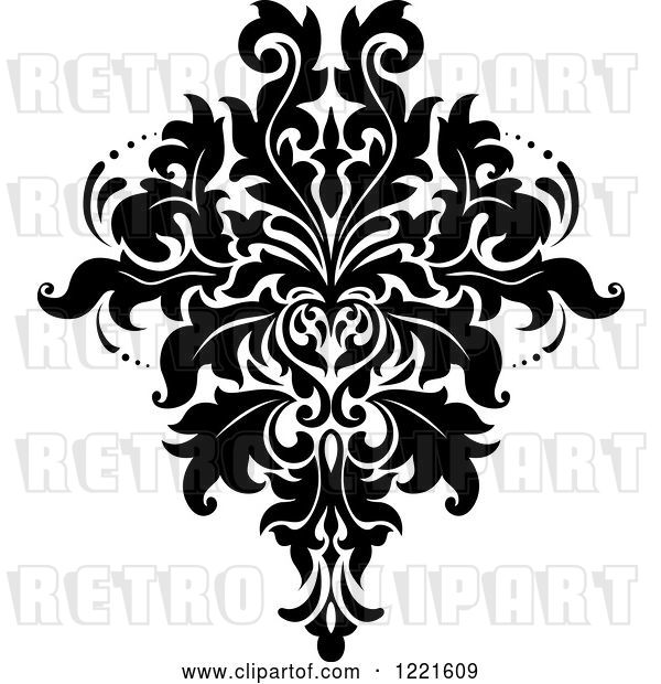 Vector Clip Art of Retro Floral Damask Design 9