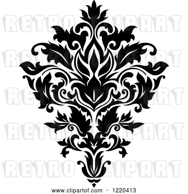 Vector Clip Art of Retro Floral Damask Design