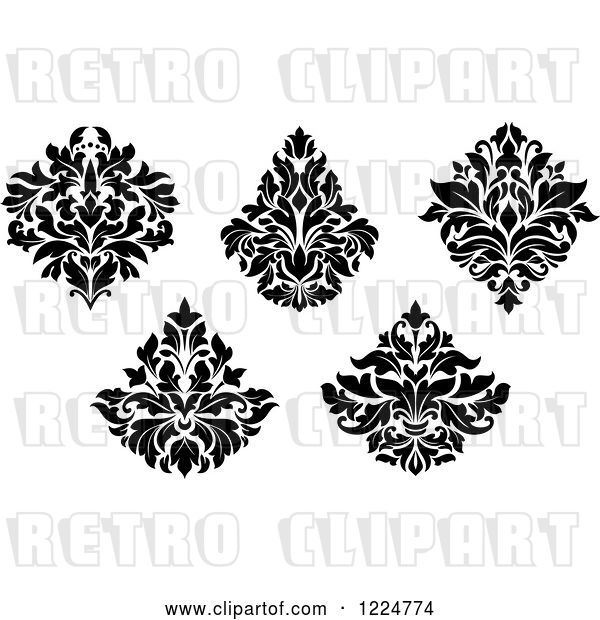 Vector Clip Art of Retro Floral Damask Designs 6