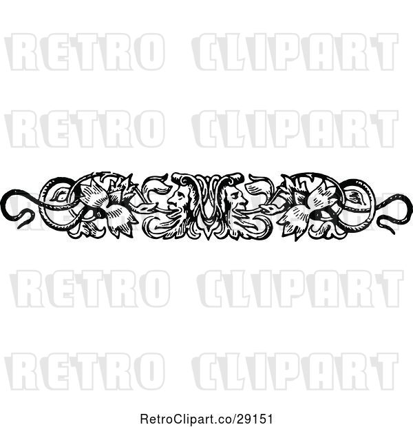 Vector Clip Art of Retro Floral Frace and Snake Border