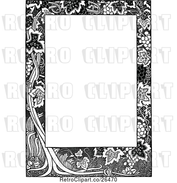 Vector Clip Art of Retro Floral Grape Page Border