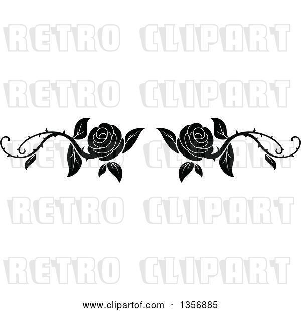 Vector Clip Art of Retro Floral Rose Vine Border Design Element