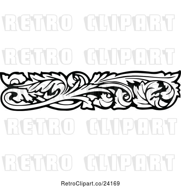 Vector Clip Art of Retro Floral Rule Border