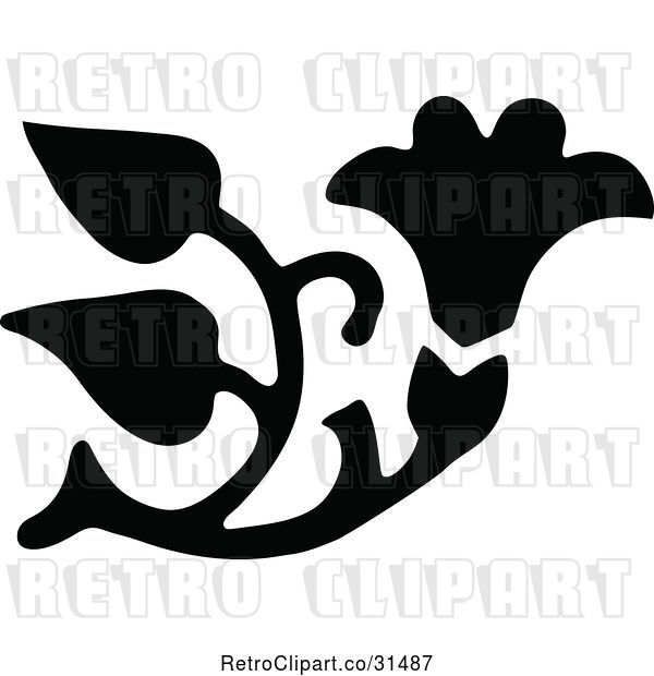 Vector Clip Art of Retro Flower Design Element 11