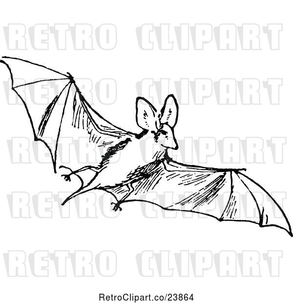 Vector Clip Art of Retro Flying Bat
