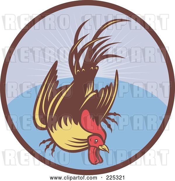 Vector Clip Art of Retro Flying Cock over a Circle Logo