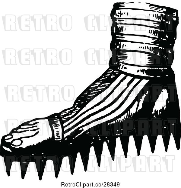 Vector Clip Art of Retro Foot with Spiked Soles