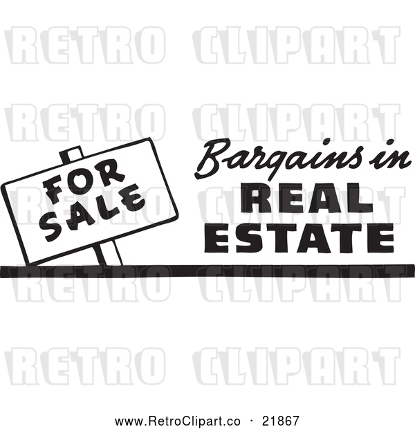 Vector Clip Art of Retro for Sale Bargains in Real Estate Sign