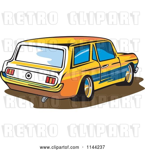 Vector Clip Art of Retro Ford Mustang Station Wagon Car