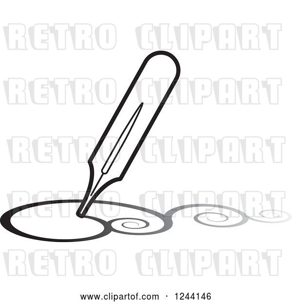 Vector Clip Art of Retro Fountain Pen Nib Drawing Swirls