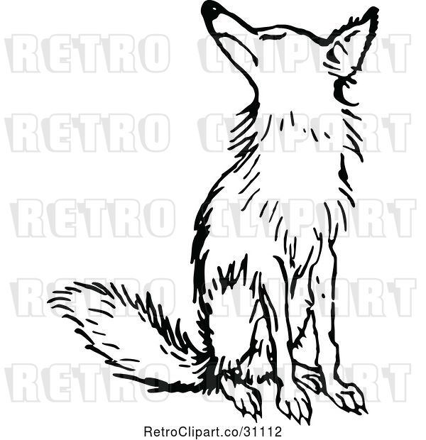 Vector Clip Art of Retro Fox Sitting