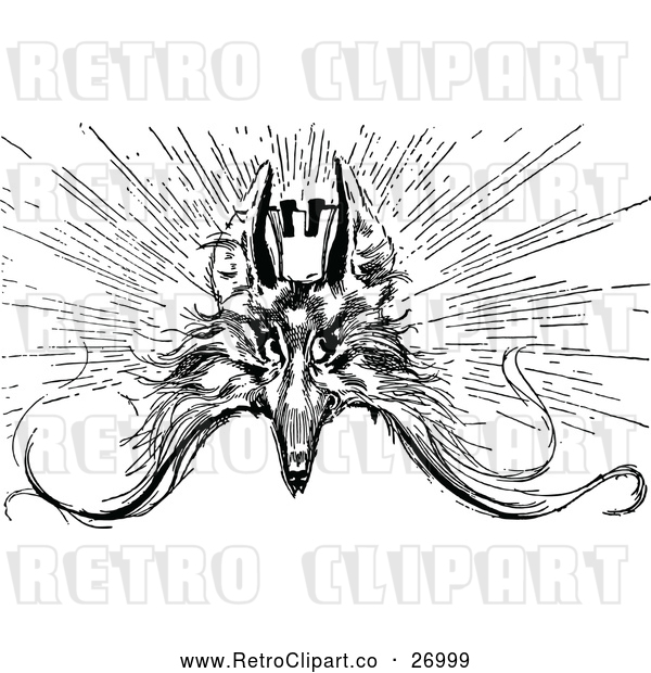 Vector Clip Art of Retro Fox Wearing a Crown