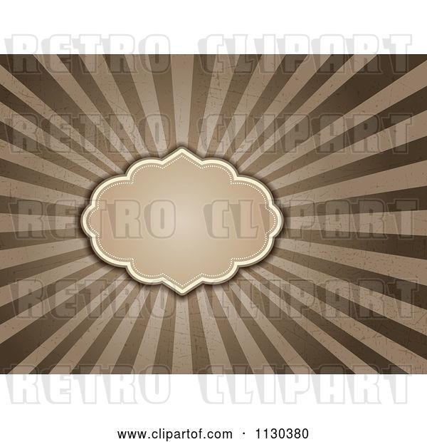 Vector Clip Art of Retro Frame over Grungy Brown and Tan Rays