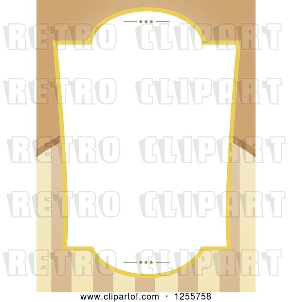 Vector Clip Art of Retro Frame over Tan and Brown Stripes