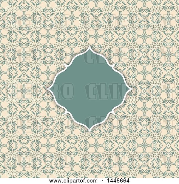Vector Clip Art of Retro Frame Text Box over a Floral Pattern
