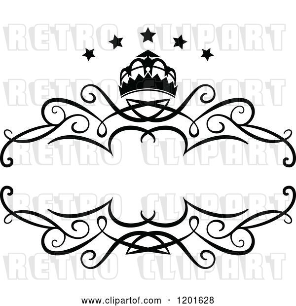 Vector Clip Art of Retro Frame with a Crown and Stars