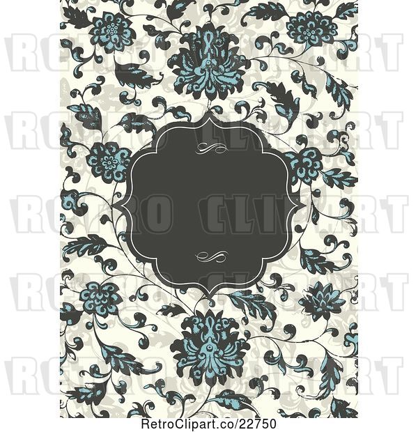 Vector Clip Art of Retro Frame with Text Space over a Floral Vine Background