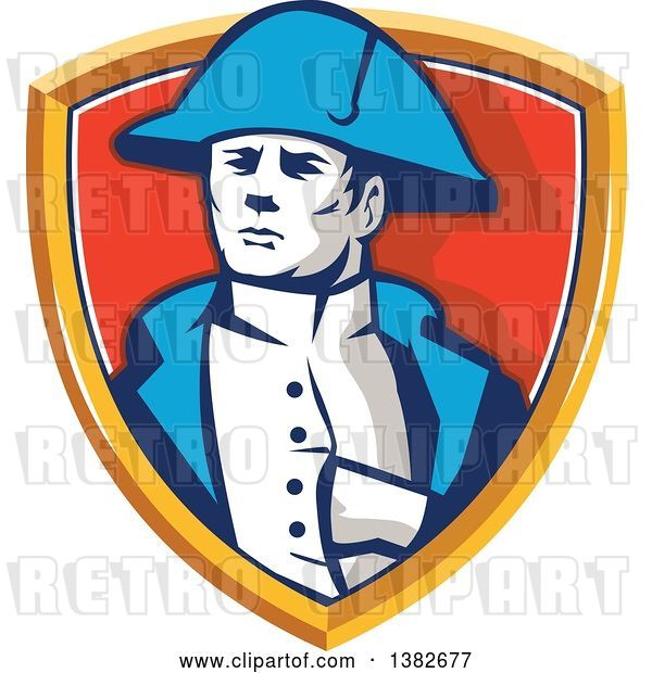 Vector Clip Art of Retro French General Commander, Napoleon Bonaparte, in a Shield