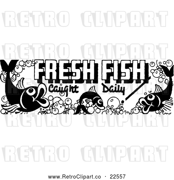 Vector Clip Art of Retro Fresh Fish Caught Daily Sign