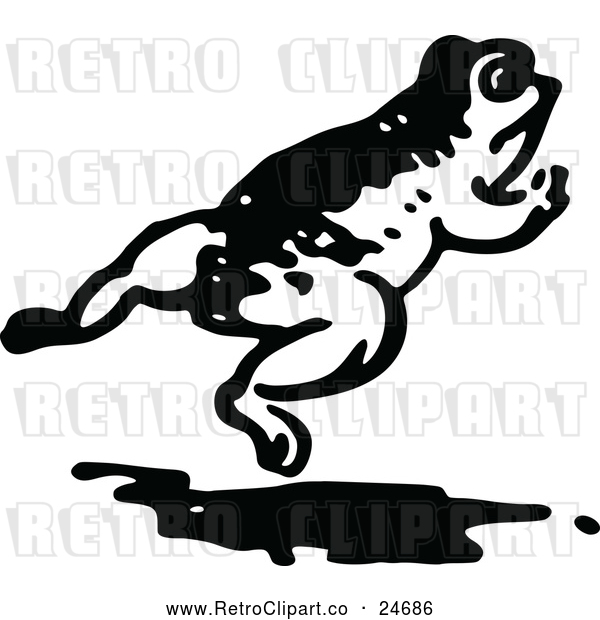 Vector Clip Art of Retro Frog Leaping