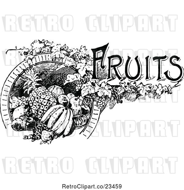 Vector Clip Art of Retro Fruits Label