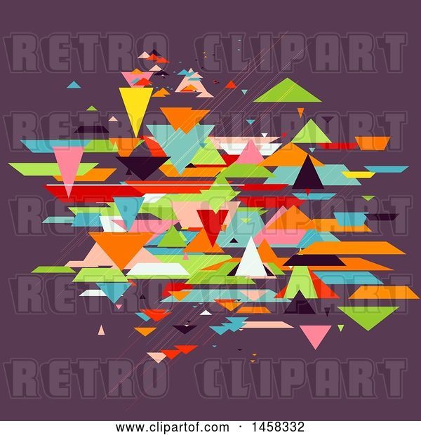 Vector Clip Art of Retro Funky Background of Colorful Geometric Shapes on Purple