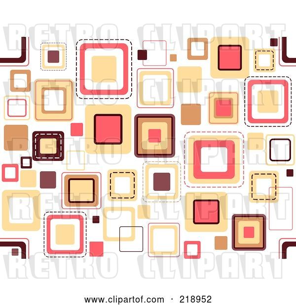 Vector Clip Art of Retro Funky Background of Scattered Squares on White