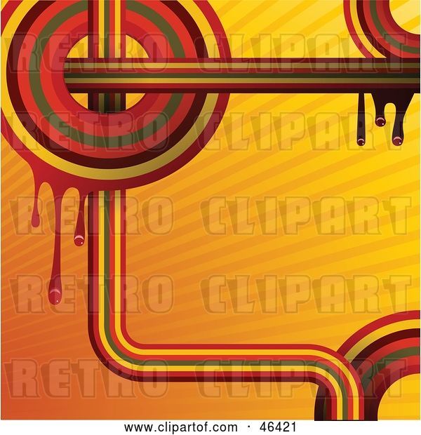 Vector Clip Art of Retro Funky Orange Rainbow Background with Turns and Circles