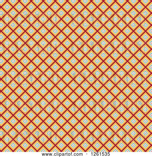 Vector Clip Art of Retro Funky Seamless Pattern Background of Diamonds