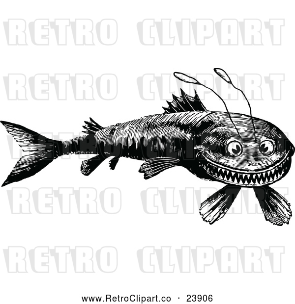 Vector Clip Art of Retro Funny Fish