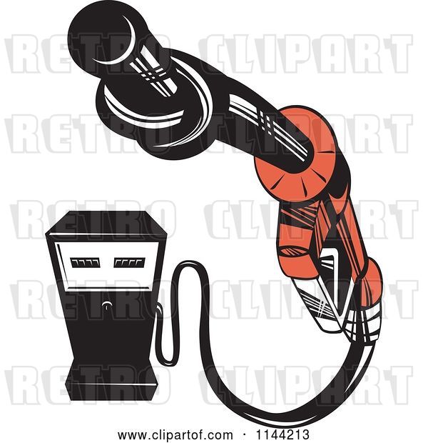 Vector Clip Art of Retro Gas Station Pump and Knotted Nozzle