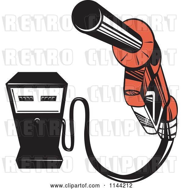 Vector Clip Art of Retro Gas Station Pump and Nozzle