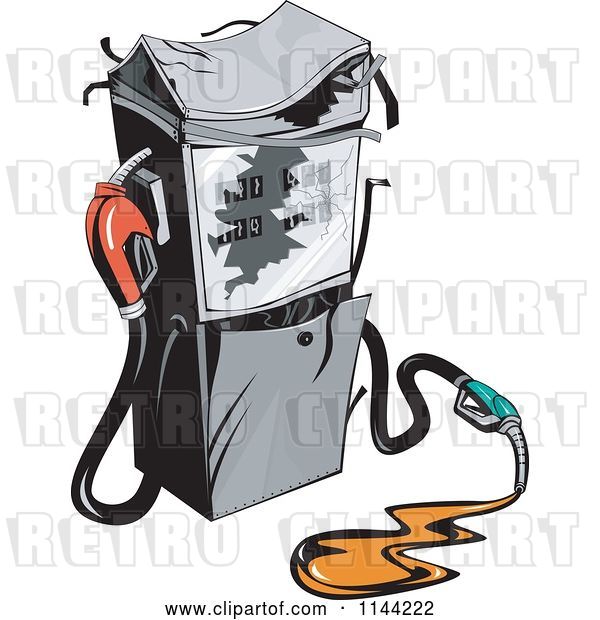 Vector Clip Art of Retro Gas Station Pump and Spill