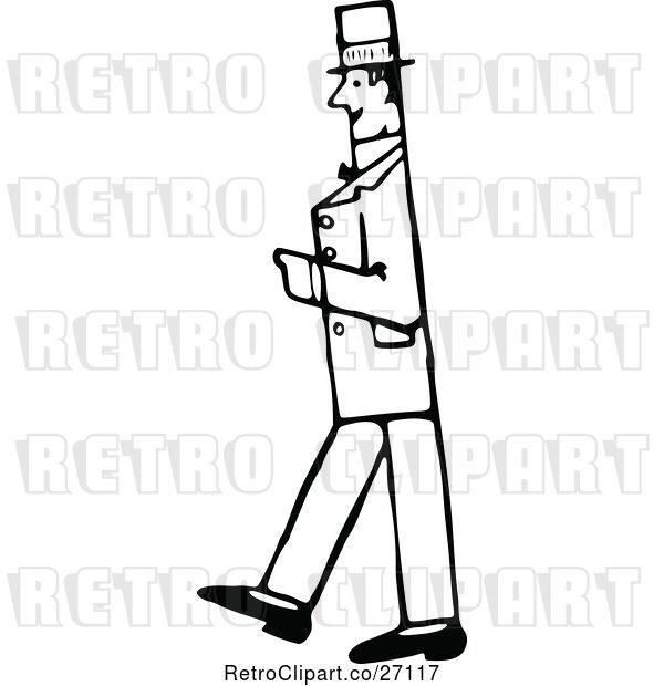 Vector Clip Art of Retro Gentleman Walking in Profile
